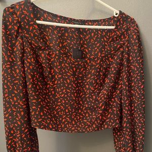NWT- Dynamite - Red and black spotted puff sleeve blouse